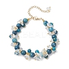 Brass & Natural & Synthetic Mixed Gemstone Chip & Round Beads Bracelets for Women BJEW-JB13151-02-2