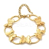 304 Stainless Steel Butterfly & Oval Link Bracelets for Women  BJEW-U023-03G-4