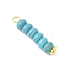 2Pcs 2 Colors Dyed Synthetic Turquoise Rondelle Beaded Pendants PALLOY-JF04623-02-3