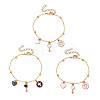 3Pcs 3 Colors Brass Flat Oval Cable Chain Bracelets BJEW-JB11602-2