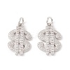 Brass Micro Pave Clear Cubic Zirconia Pendants ZIRC-P098-07P-1