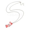 Valentine's Day Acrylic Pendant Necklace with Zinc Alloy Chains LS-NJEW-D049-01C-P-1