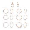 Kissitty 7 Pairs 7 Style Resin Pearl Beaded C-shape & Ring Dangle Stud Earrings FIND-KS0001-16-1