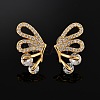 Brass Micro Pave Clear Cubic Zirconia Stud Earrings EJEW-B131-04G-2