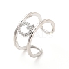 Clear Cubic Zirconia Initial Letter Open Cuff Ring RJEW-A012-01P-Q-2