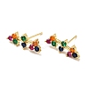 Colorful Cubic Zirconia Bar Shape Stud Earrings KK-H434-28G-1