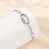304 Stainless Steel Paperclip Chains Bracelets with Screw Carabiner Lock for Women BJEW-JB14206-2