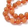 8mm Faceted Round Natural Red Aventurine Beaded Necklaces NJEW-F327-01A-04-3