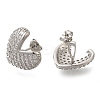 Rack Plating Heart Brass Pave Clear Cubic Zirconia Stud Earrings EJEW-I310-01P-1