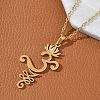 304 Stainless Steel Hollow Cut Yoga Om Lotus Flower Pendant Necklaces NJEW-Z073-02G-05-3