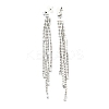 Clear Cubic Zirconia & Crystal Rhinestone Long Tassel Dangle Stud Earrings EJEW-C037-07B-P-2