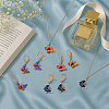 3 Colors Butterfly Alloy Enamel Pendant Necklace & Hoop Earring Sets SJEW-HY0001-03-3