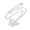 201 Stainless Steel Crystal Rhinestone 3D Hollow Butterfly Pendant Necklaces for Women NJEW-K283-30P-4