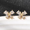 Butterfly Brass Micro Pave Clear Cubic Zirconia Stud Earrings EJEW-P331-07G-1