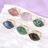 Horse Eye Natural Gemstone Cuff Rings RJEW-M076-04G-1