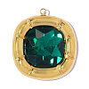304 Stainless Steel Cubic Zirconia Rounded Squar Pendants STAS-OY017-74G-02-3