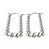 Tarnish Resistant 304 Stainless Steel Rectangle with Heart Hoop Earrings for Women STAS-B034-12P-1
