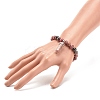 Natural Rhodonite Round Beaded Stretch Bracelet with Bullet Shape Charm BJEW-JB08310-01-3