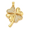 Rack Plating Brass Micro Pave Clear Cubic Zirconia Pendants KK-Z063-32G-1