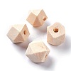 Faceted Unfinished Wood Beads WOOD-PH0001-19A-1
