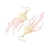 Natural Clam Shell Imitation Pearl Dangle Earrings EJEW-MZ00231-03-4