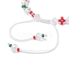 Christmas Handmade Glass Seed & Glass Braided Bead Bracelet BJEW-MZ00249-03-4