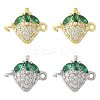 4Pcs 2 Colors Brass Pave Cubic Zirconia Fruit Connector Charms KK-FS0001-73A-1