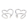 1 Pair 925 Sterling Silver Heart Cuff Earrings for Women EJEW-HS0001-04-1