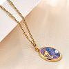 Summer Beach 304 Stainless Steel Lilac Enamel Pendant Necklaces for Women NJEW-U043-01C-G-2