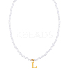 Imitation Pearl with Stainless Steel Pendants Necklaces NJEW-LP0001-51L-G-1