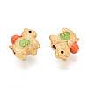 925 Sterling Silver Lawn Green Enamel Beads STER-T008-64G-2