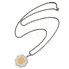 201 Stainless Steel Arabic Elements Flower Pendant Box Chain Necklaces NJEW-D089-01P-01-2