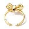 Bowknot Brass Micro Pave Clear Cubic Zirconia Open Cuff Rings for Women RJEW-C098-08G-3