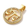 Zodiac Theme Brass Micro Pave Cubic Zirconia Pendants KK-M273-05I-G-2