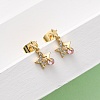 Brass Micro Pave Cubic Zirconia Star Dangle Stud Earrings EJEW-K267-22G-1