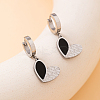 Vintage Fashion 201 Stainless Steel & Shell Heart Hoop Earrings for Women UE3915-2-1