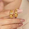 Simple 201 Stainless Steel Cuban Link Hoop Earrings LS-WG5268-4