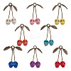 64Pcs 8 Colors Dyed Synthetic Turquoise Skull Cherry Pendants PALLOY-AR00020-1