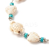 Heart & Tortoise Synthetic Turquoise Beaded Anklet AJEW-AN00459-01-4