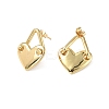 Brass Heart Padlock Stud Earrings for Women EJEW-P214-16G-2