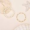 2Pcs 2 Styles ABS Plastic Imitation Pearl & Shell Pearl & Brass Beads Bracelets BJEW-SW01606-4