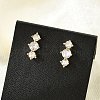 Brass Micro Pave Clear Cubic Zirconia Stud Earrings LS-EJEW-R016-26G-14-2