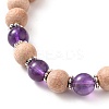 Round Natural Amethyst Beaded Stretch Bracelets BJEW-JB05607-02-2
