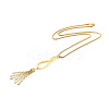 Ion Plating(IP) 304 Stainless Steel Infinity with Tassel Pendant Necklace with Box Chains for Women NJEW-B087-05G-1