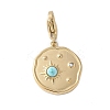 304 Stainless Steel Rhinestone Flat Round with Star Pendant Decoration STAS-S165-03B-G-1