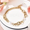 304 Stainless Steel Cable & Cuban Link Chain Bracelets for Women BJEW-C089-07G-2