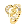 Brass Micro Pave Cubic Zirconia Adjustable Ring Components KK-CBAC351-02G-2
