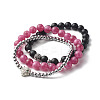 Reiki Crystal Natural Chalcedony Imitation Tourmaline Stretch Bracelets Set for Men Women BJEW-JB06806-02-1