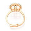 Round Brass Micro Pave Clear Cubic Zirconia Adjustable Ring Settings KK-T076-28G-3