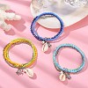 3Pcs 3 Colors Electroplate Glass & Shell Stretch Bracelets for Women BJEW-TA00381-2